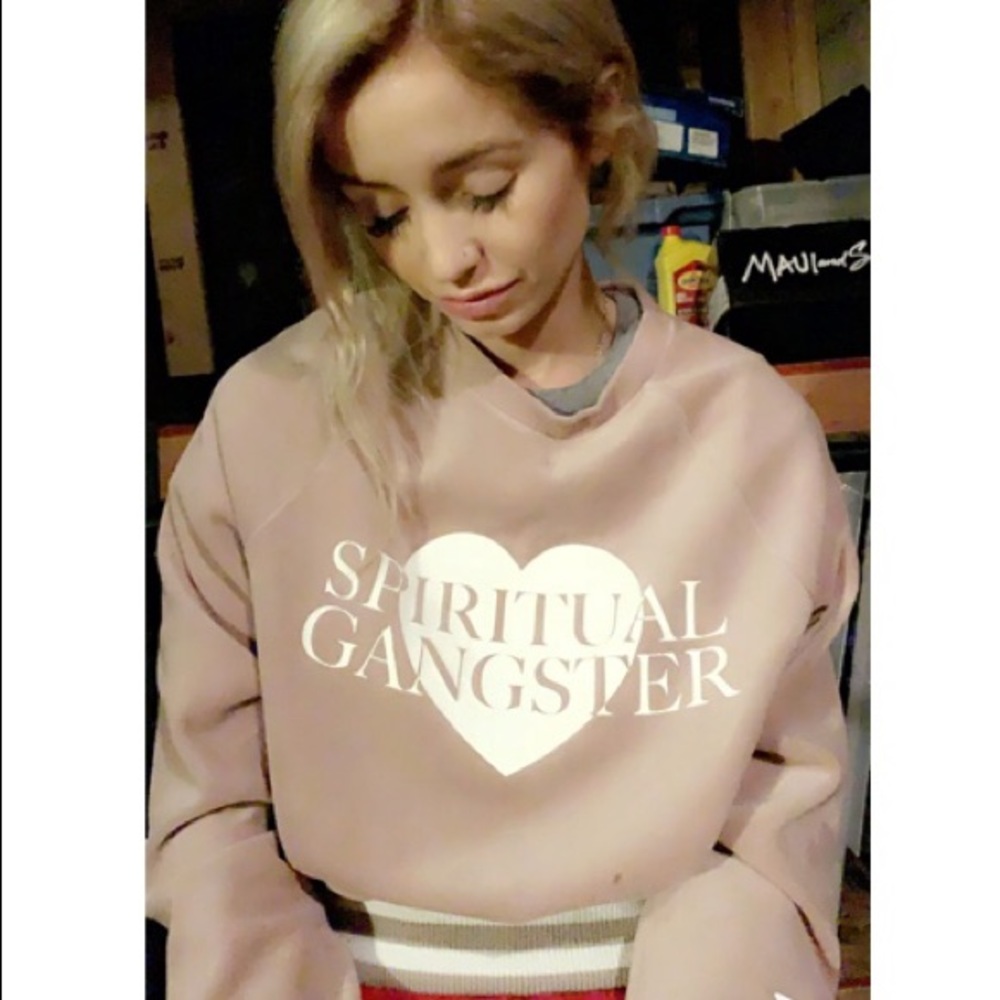 Spiritual Gangster Velour Logo Old School Sweater